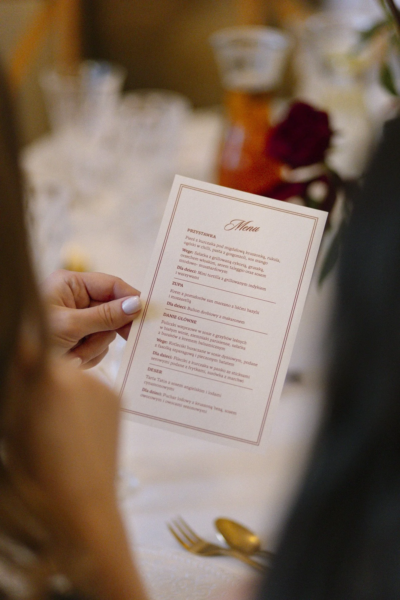 menu at villa love wedding captured by krakow wedding photographer