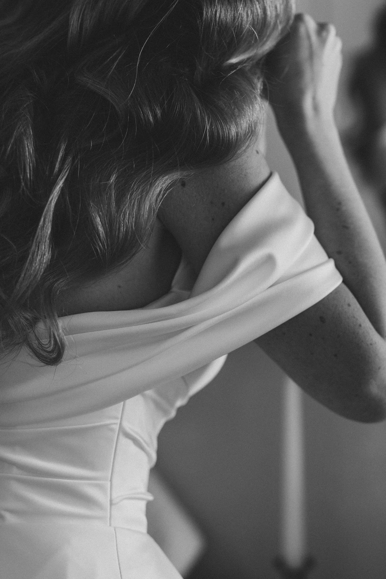 black and white portrait of the bride at villa love wedding