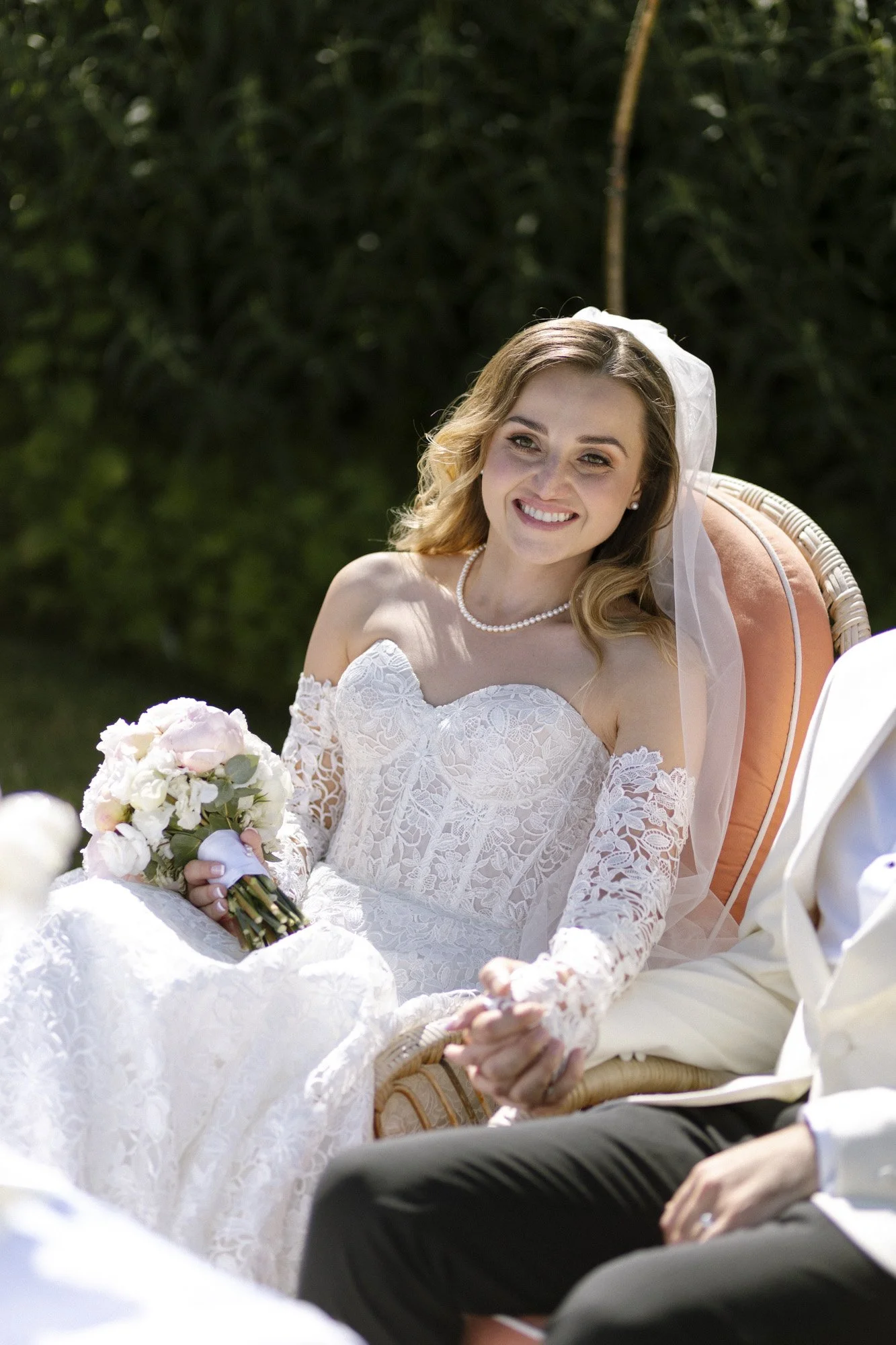 bride is smiling during ceremony at fernblick in austria