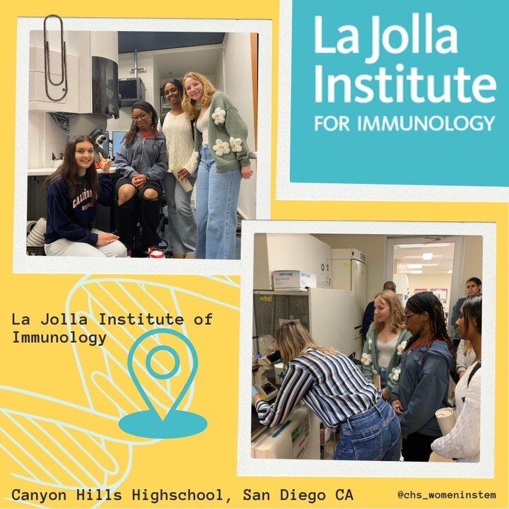 Our Canyon Hills HS Chapter led by Tahmina Nazir (Canyon Hills Chapter Co-President) went on an in-person visit to the La Jolla Institute of Immunology. They went on a tour and spoke to 5 female scientists about their careers, how it is to be in STEM