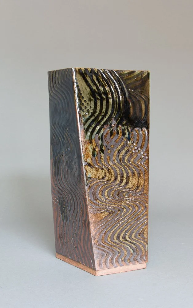 "Psychedelic Slab Vase," stoneware, 12.5 x 5 x 5.5", 2022 