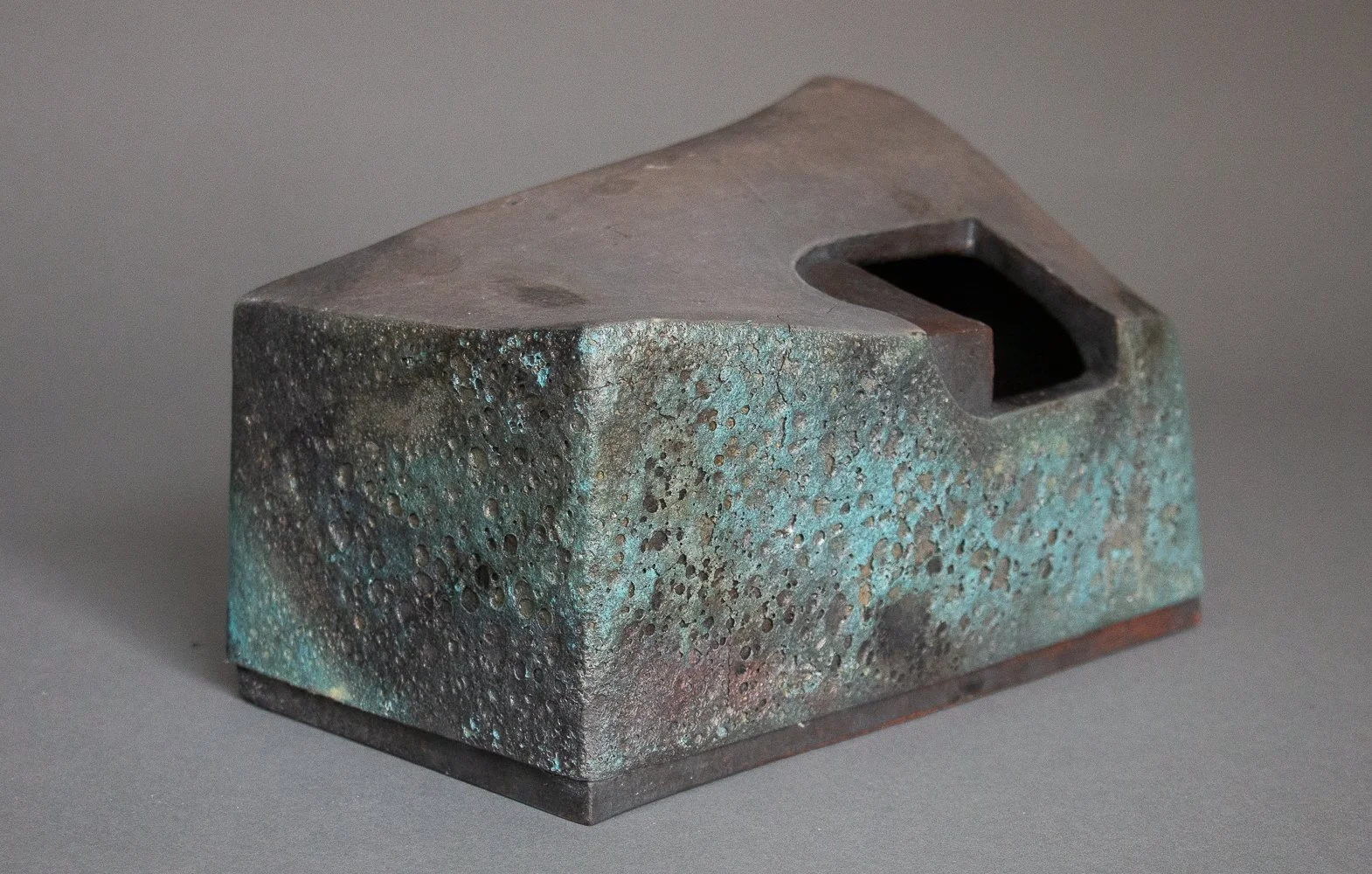 "Copper Doorway", raku, 7 x 10.6 x 6", 2023