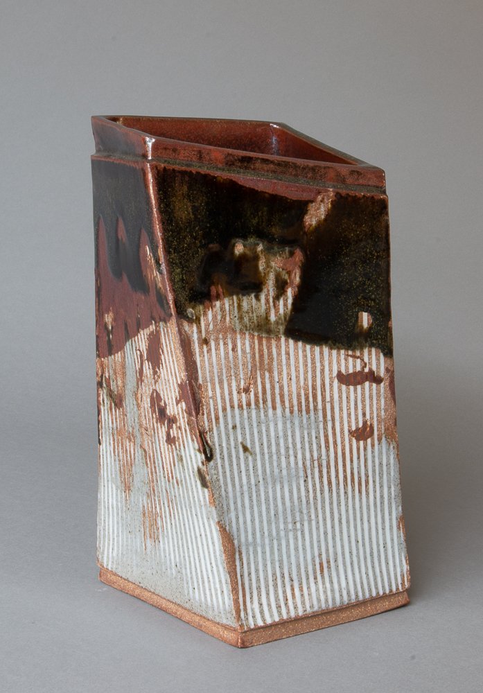 "Striped Slab Vase", stoneware, 12 x 7.5 x 6", 2022