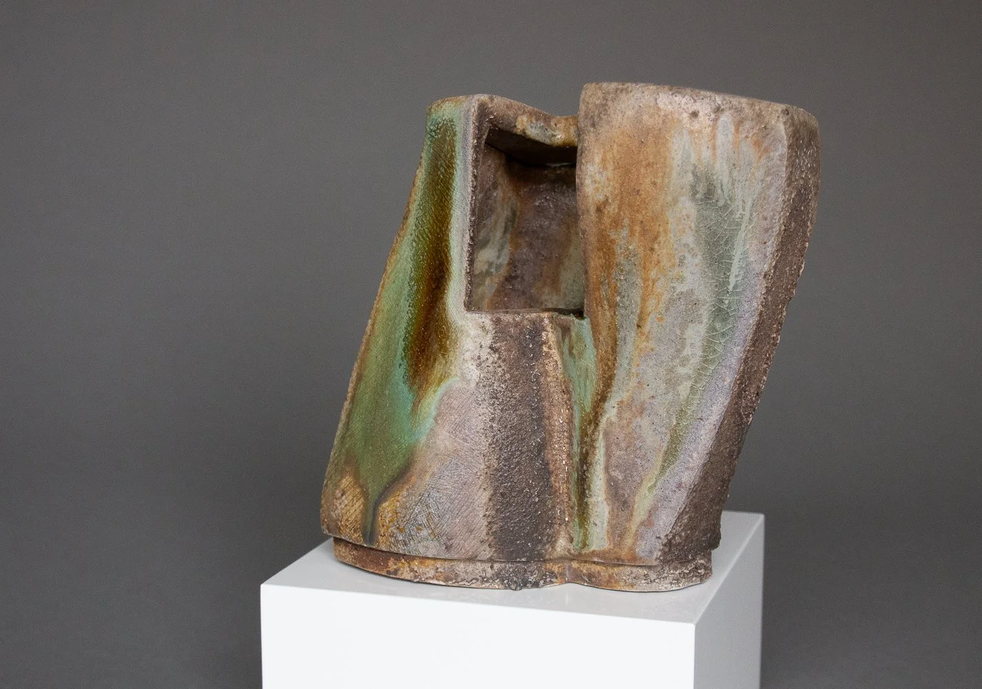 "Undulation Vase", wood fired stoneware, 7 x 6 x 4", 2022