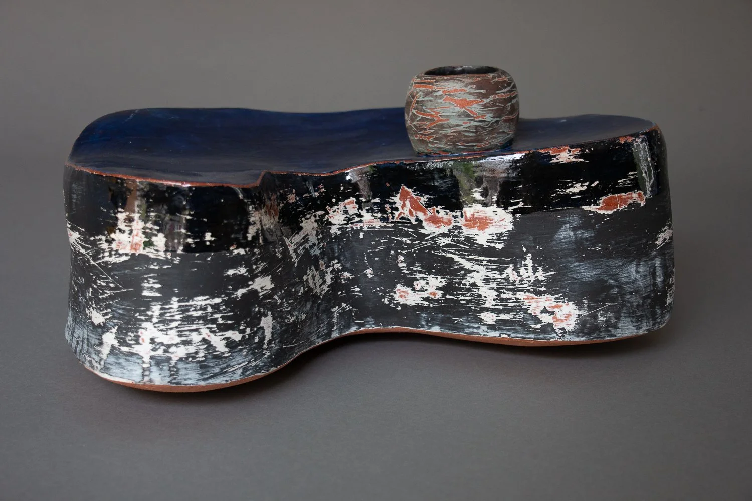 "Waterline Vase", earthenware, 8 x 14 x 10.5", 2023