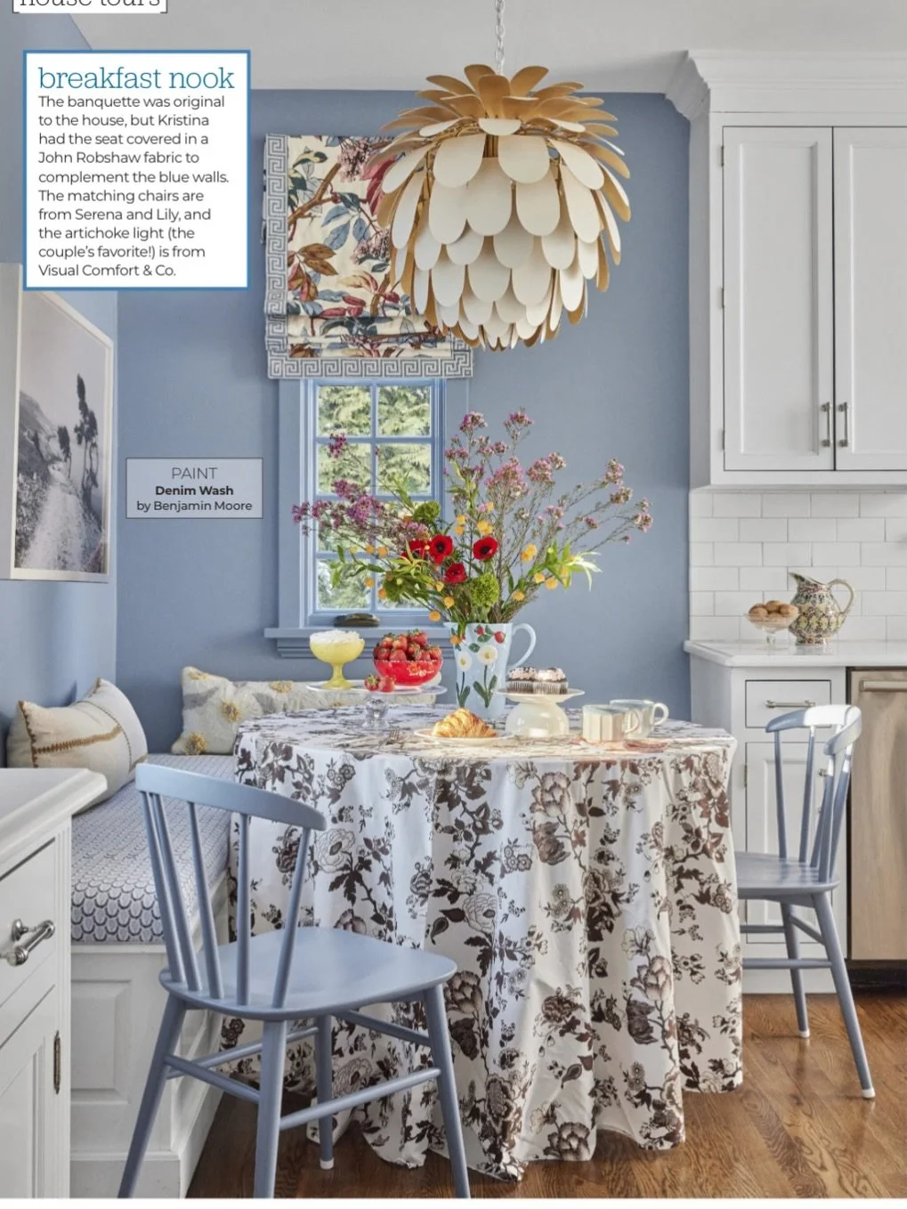 Still pinching myself over our @hgtvmagazine cover story. Sharing a few more pages from inside the feature, where color, pattern, and nature inspired details helped bring fresh life to this Tudor home. &ldquo;Tudor style has a deep connection to natu