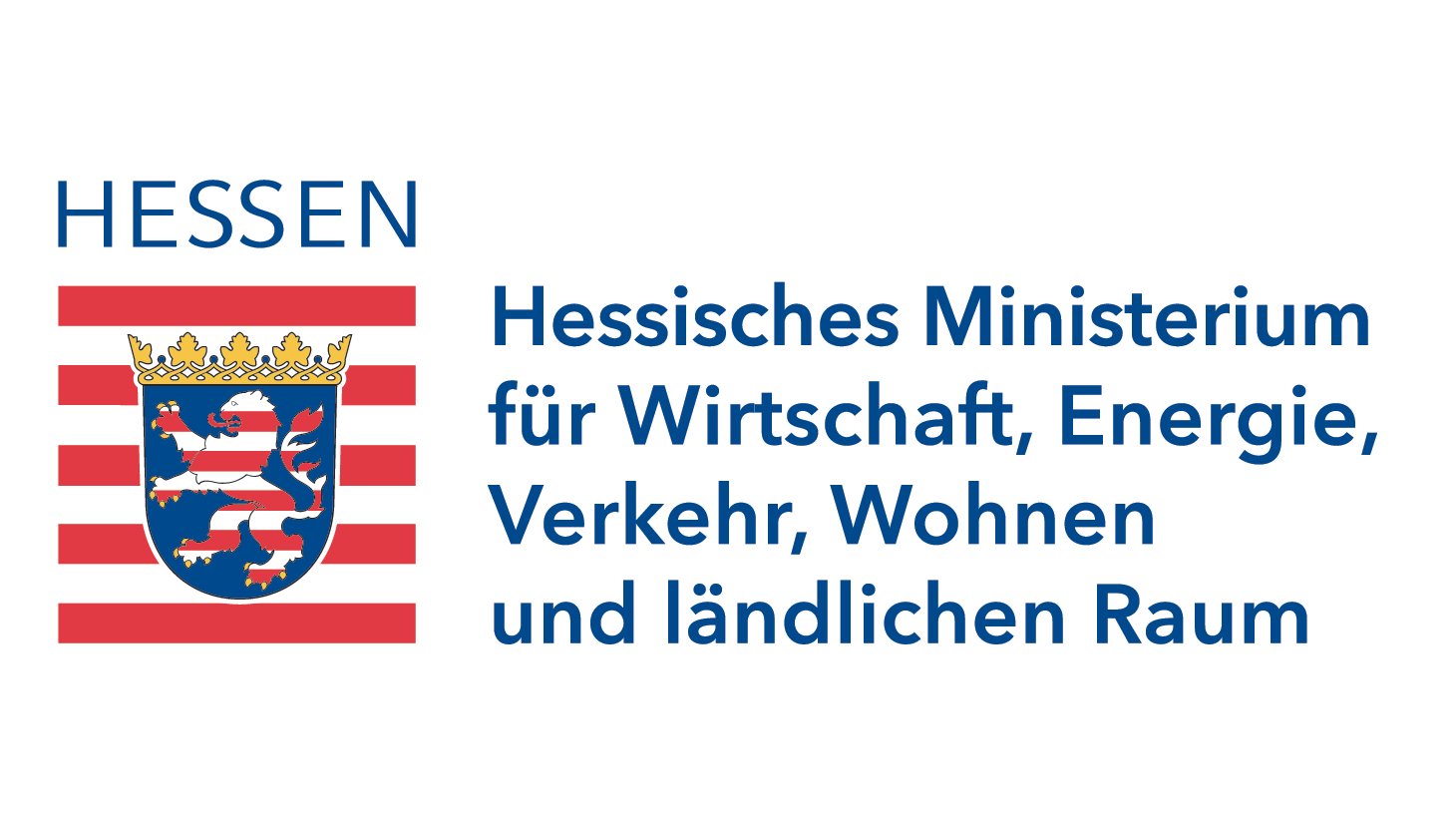 Logo of the Hessian Ministry of Economics, Energy, Transport, Housing and Rural Areas, with the Hessian coat of arms and red stripe pattern