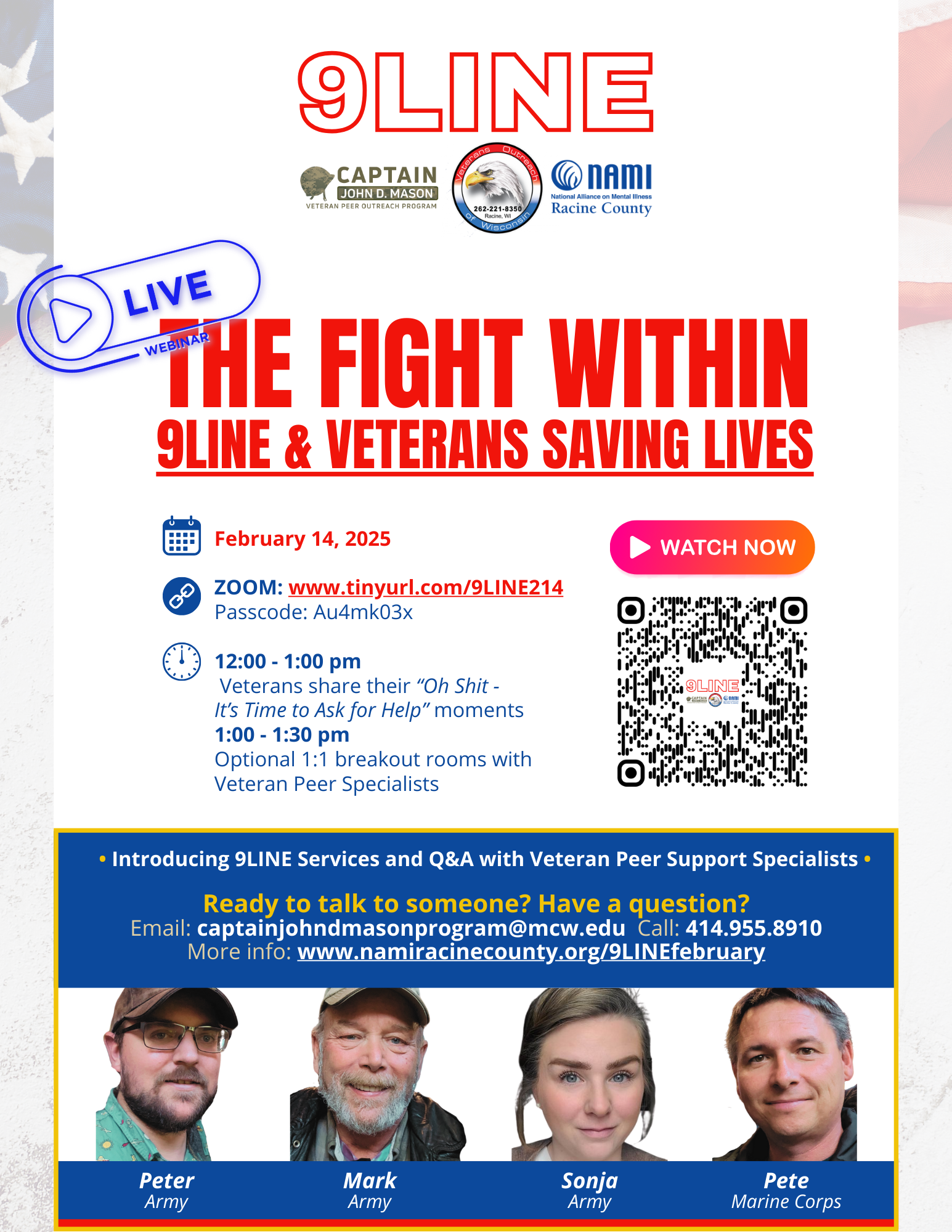 The Fight Within: Veterans & 9LINE Save Lives VIRTUAL WEBINAR — NAMI Racine