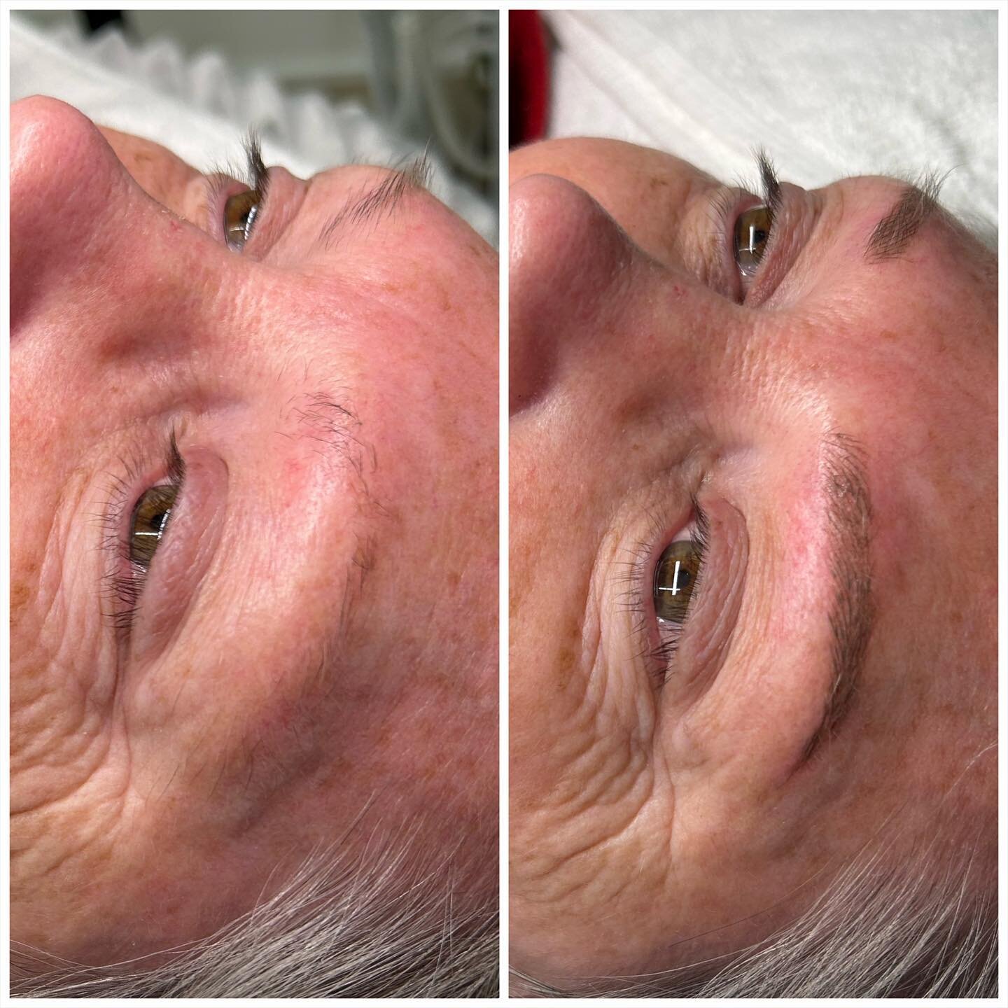 A beautiful before and after microblading that will allow this client to wake up every morning with her brows done! 
.
💰: $450 which includes both appointments spaced 6 weeks apart
Pain: most describe it as a 4/10 - a topical numbing cream is applie