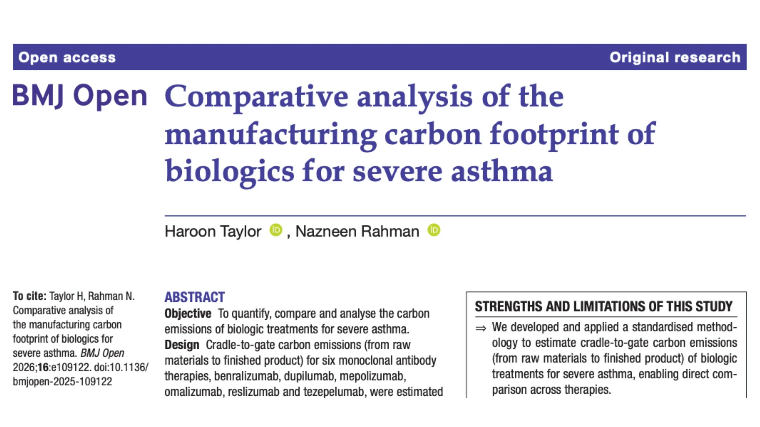 Medicine carbon footprint of biologics paper