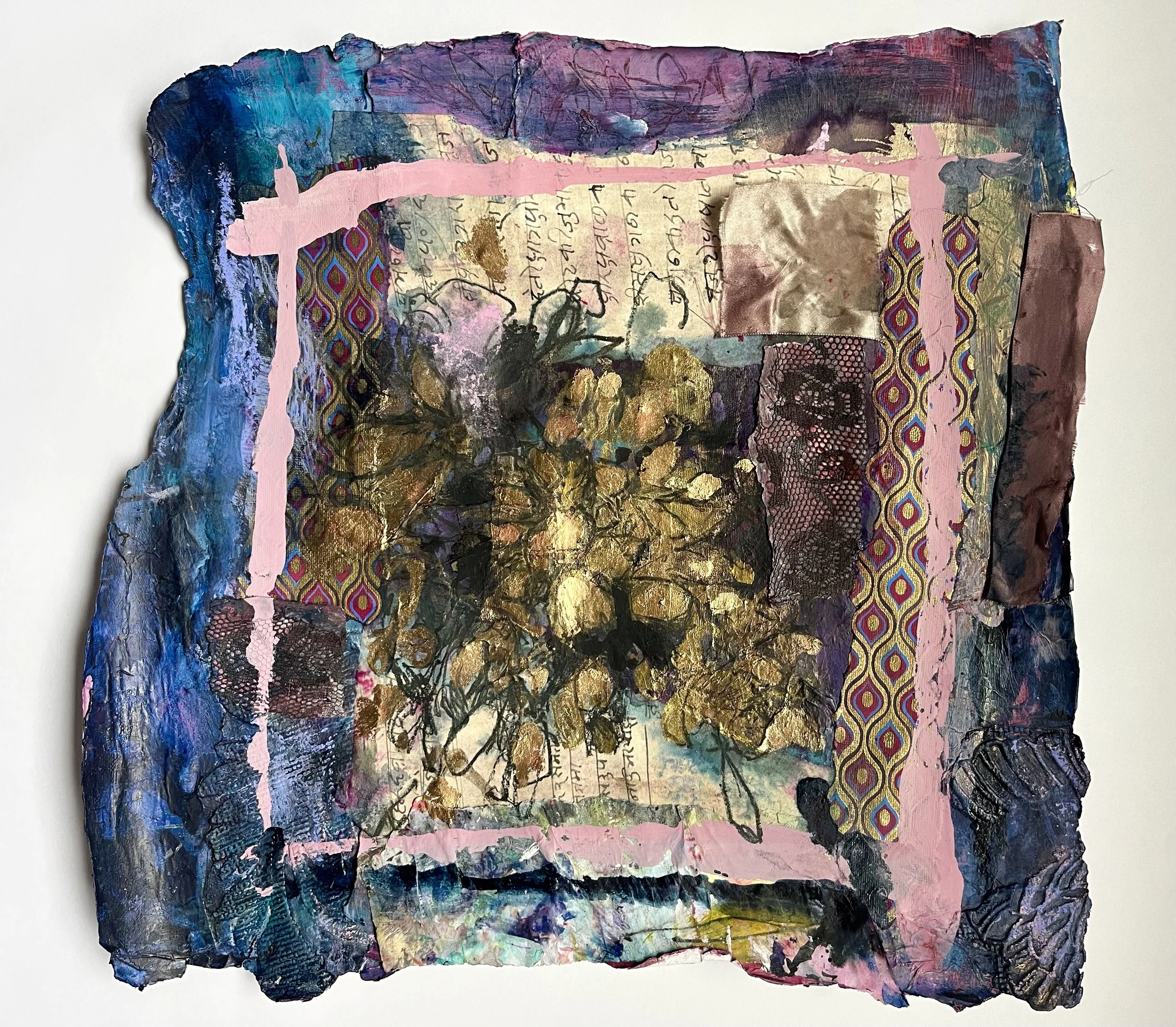The Old Liliac door 
Mixed media collage and inks on paper 
45 x 45 cm 
£440
