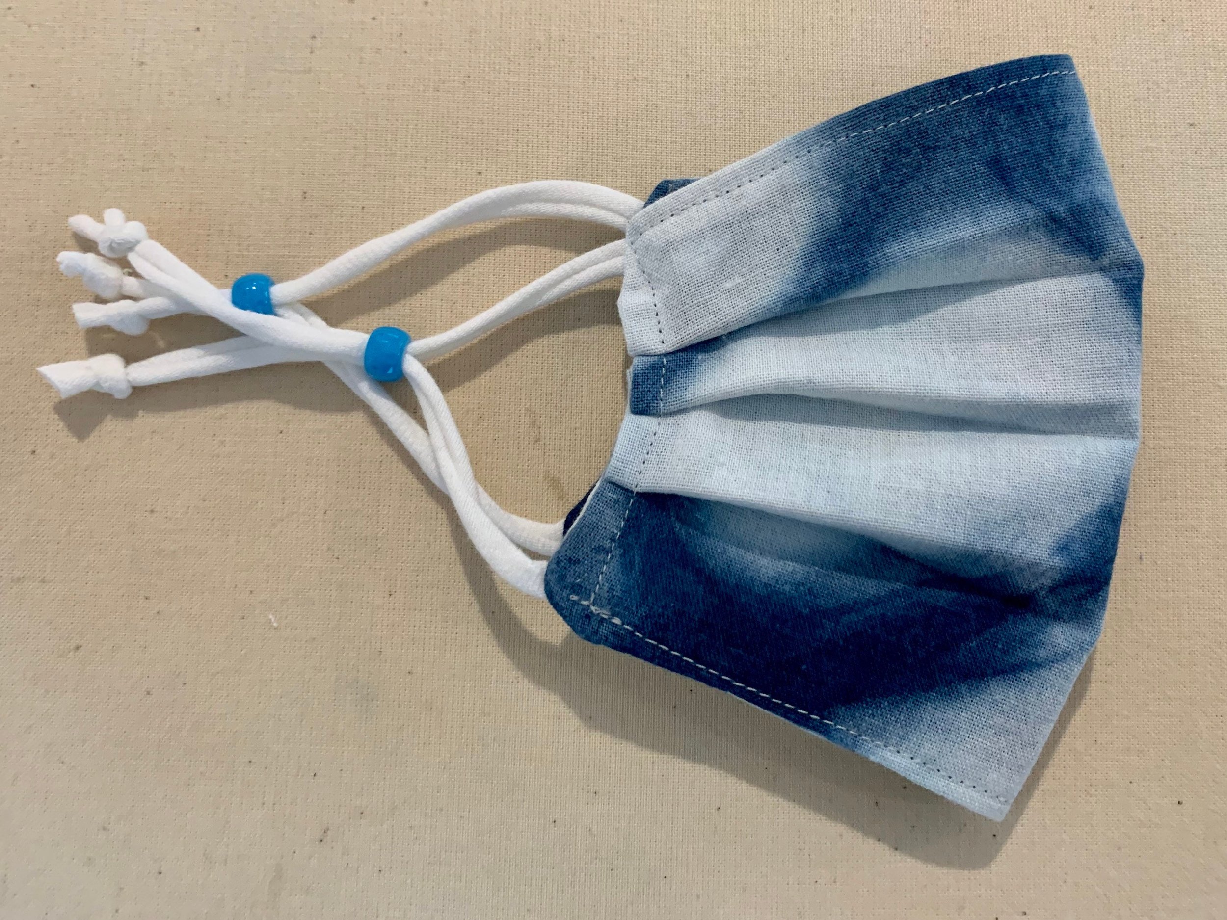 Hand-Dyed Child Sized Mask, Shibori Tie Dyed with All Natural, Plant Based Indigo
