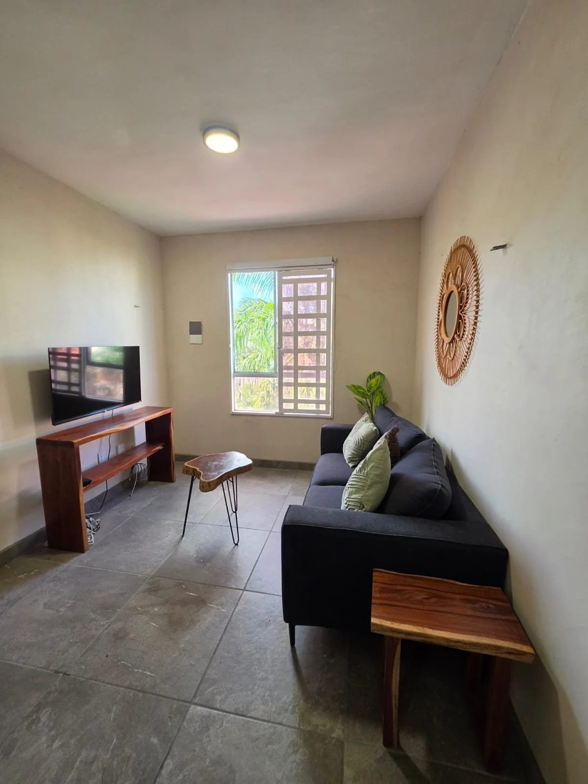 Sala de departamento en renta en Aldea Tulum, Tulum
