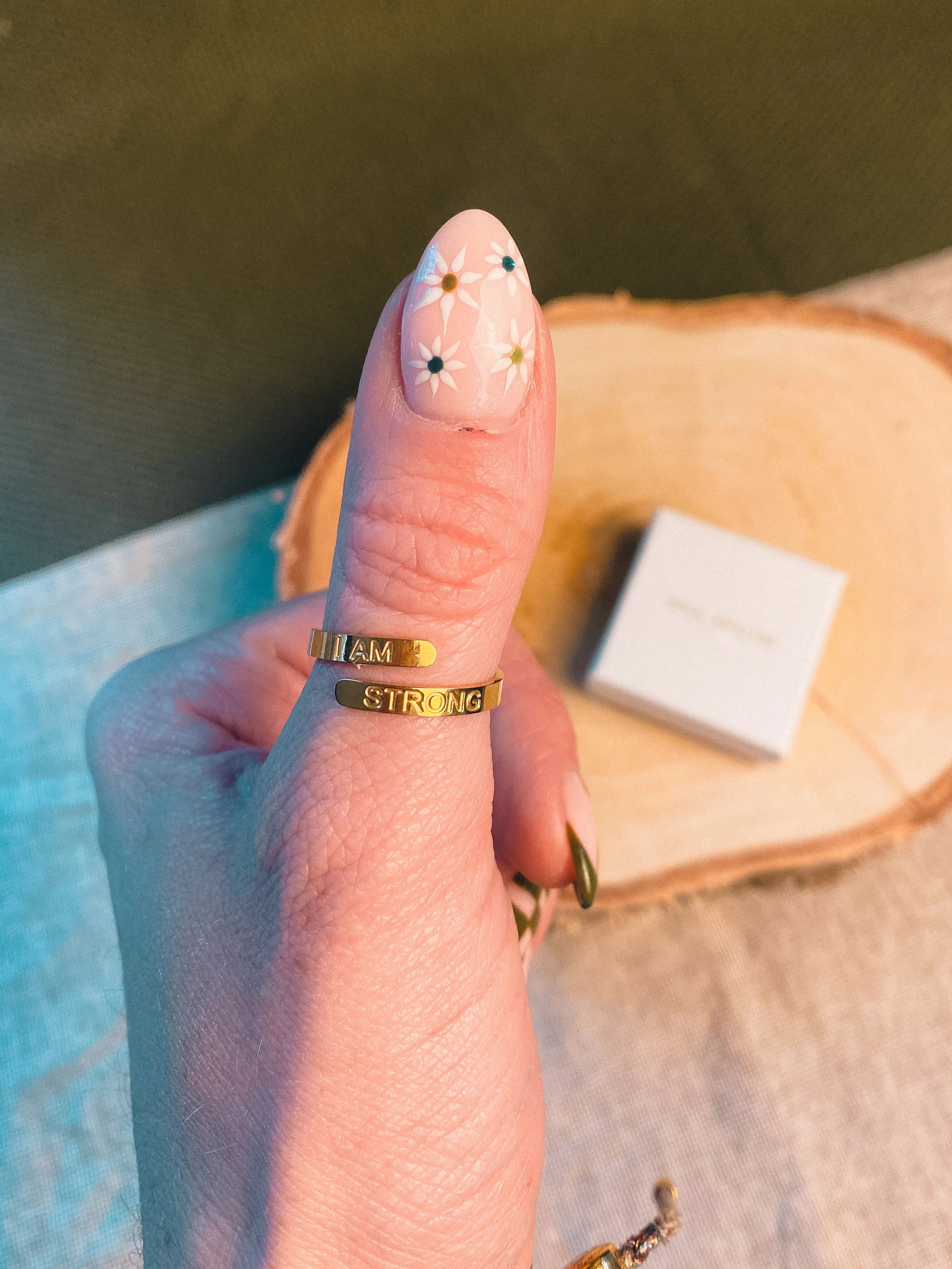 I AM STRONG Gold Affirmation Ring by Soul Analyse