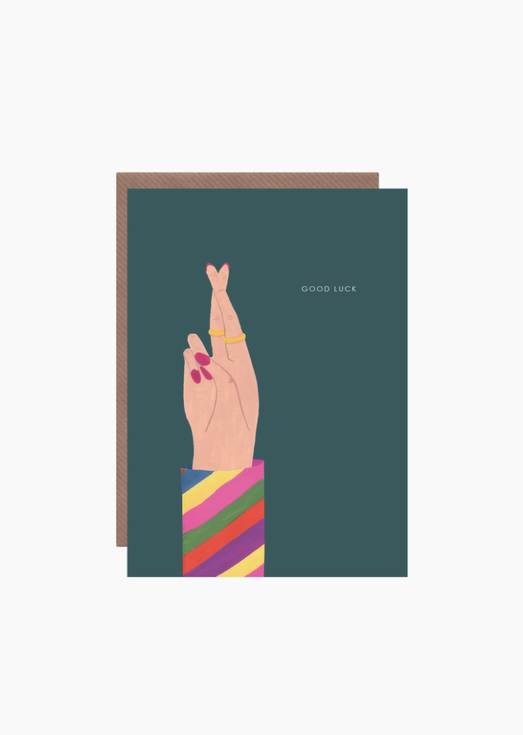 Good Luck Rainbow Hand Greetings Card by Hutch Cassidy