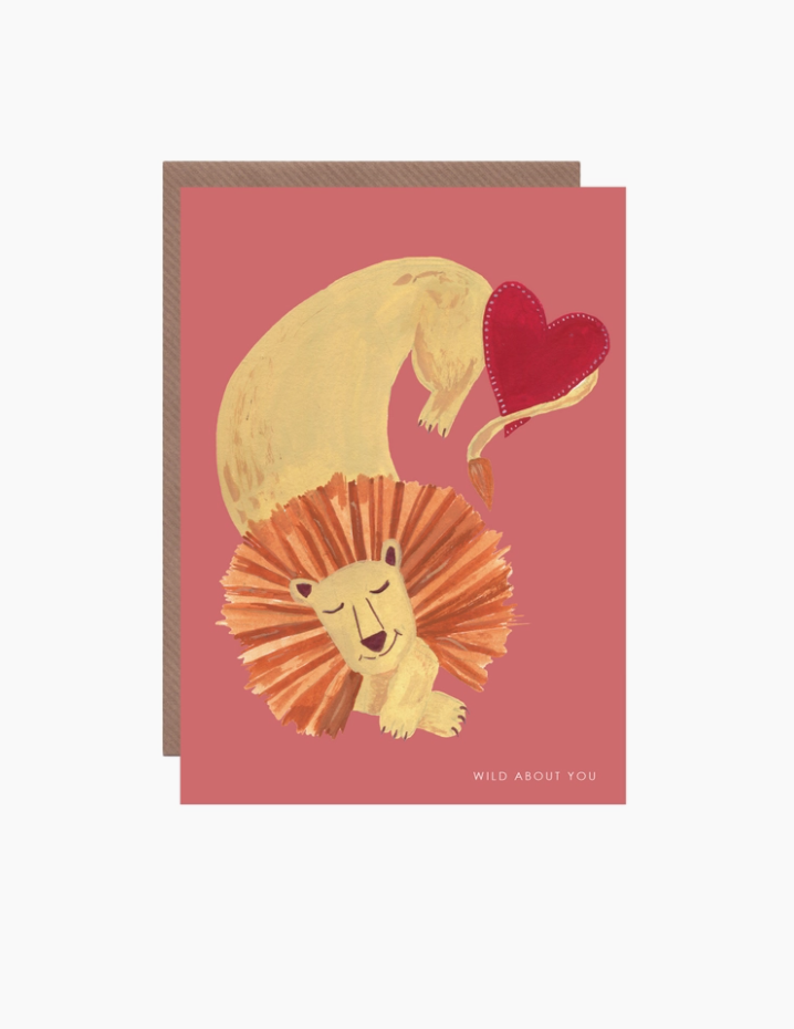 "Wild about you" Lion With Heart Card by Hutch Cassidy