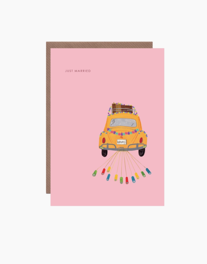 Wedding Beetle "Just Married" Greetings Card by Hutch Cassidy