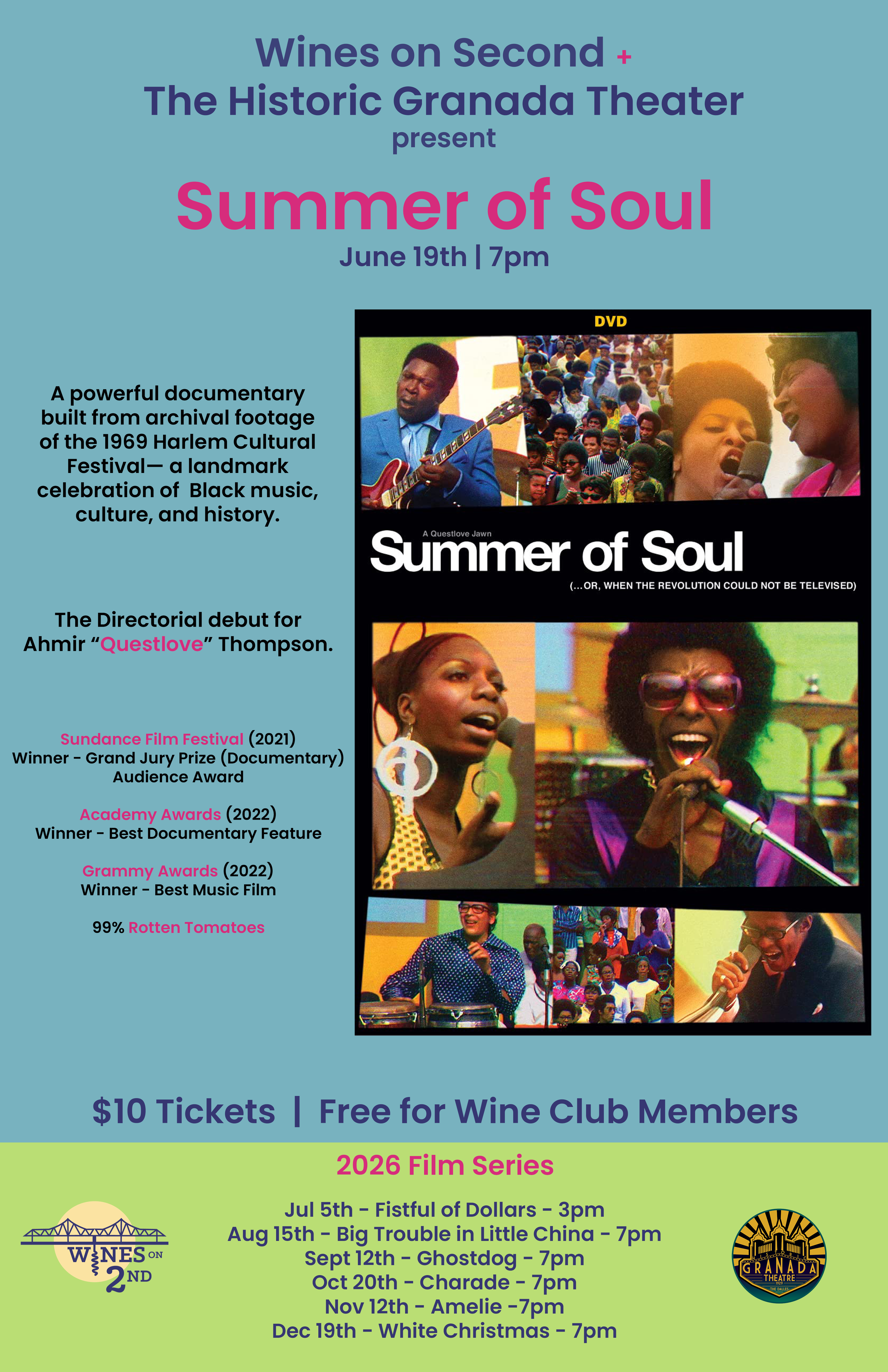 Wines on Second Film Series: Summer of Soul