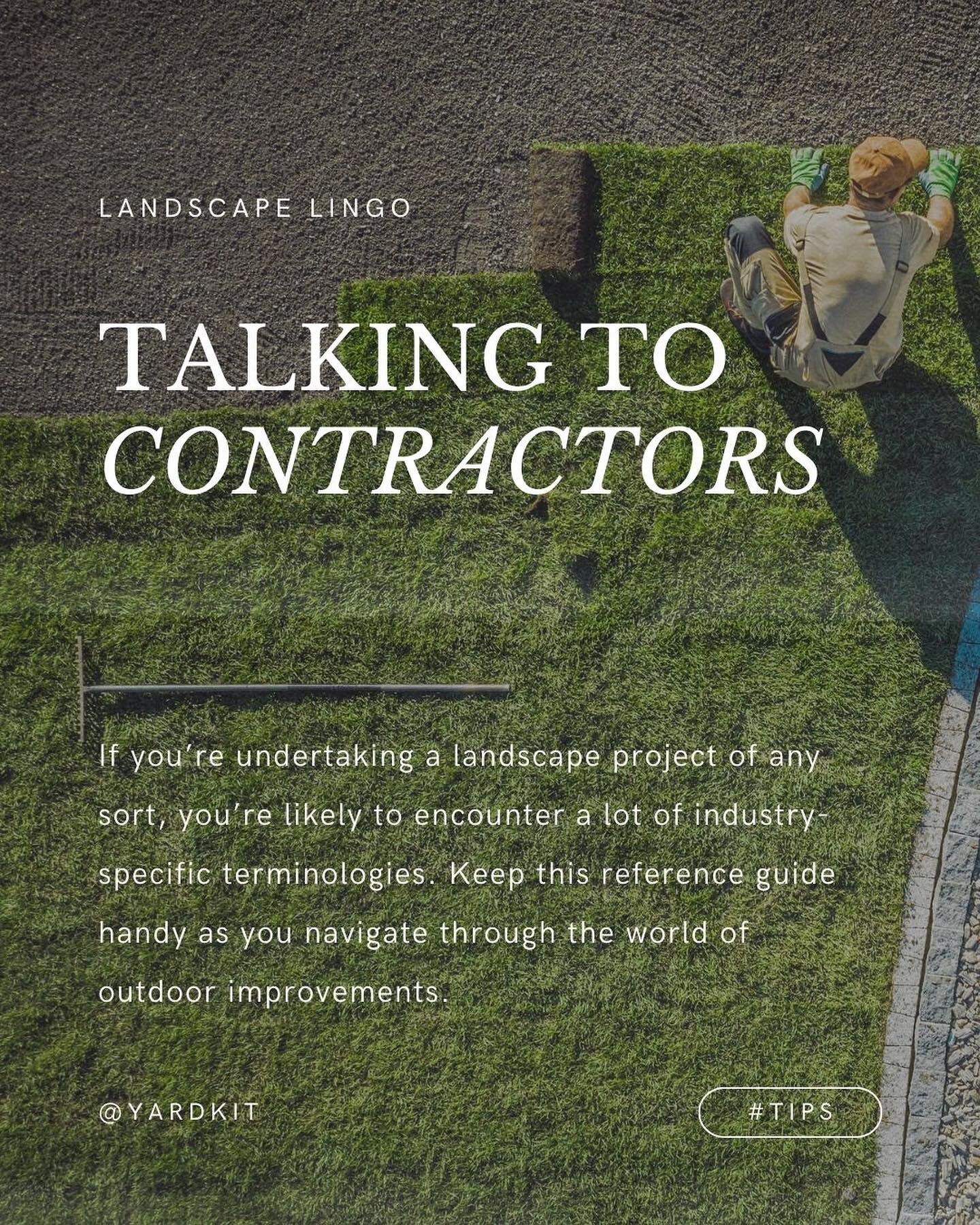 Outdoor projects can have their own language so we made a cheat sheet of some common industry lingo. 

From surveying your property to seeing new additions go in the ground, it will be helpful to know what will be on your contractor&rsquo;s mind. Boo