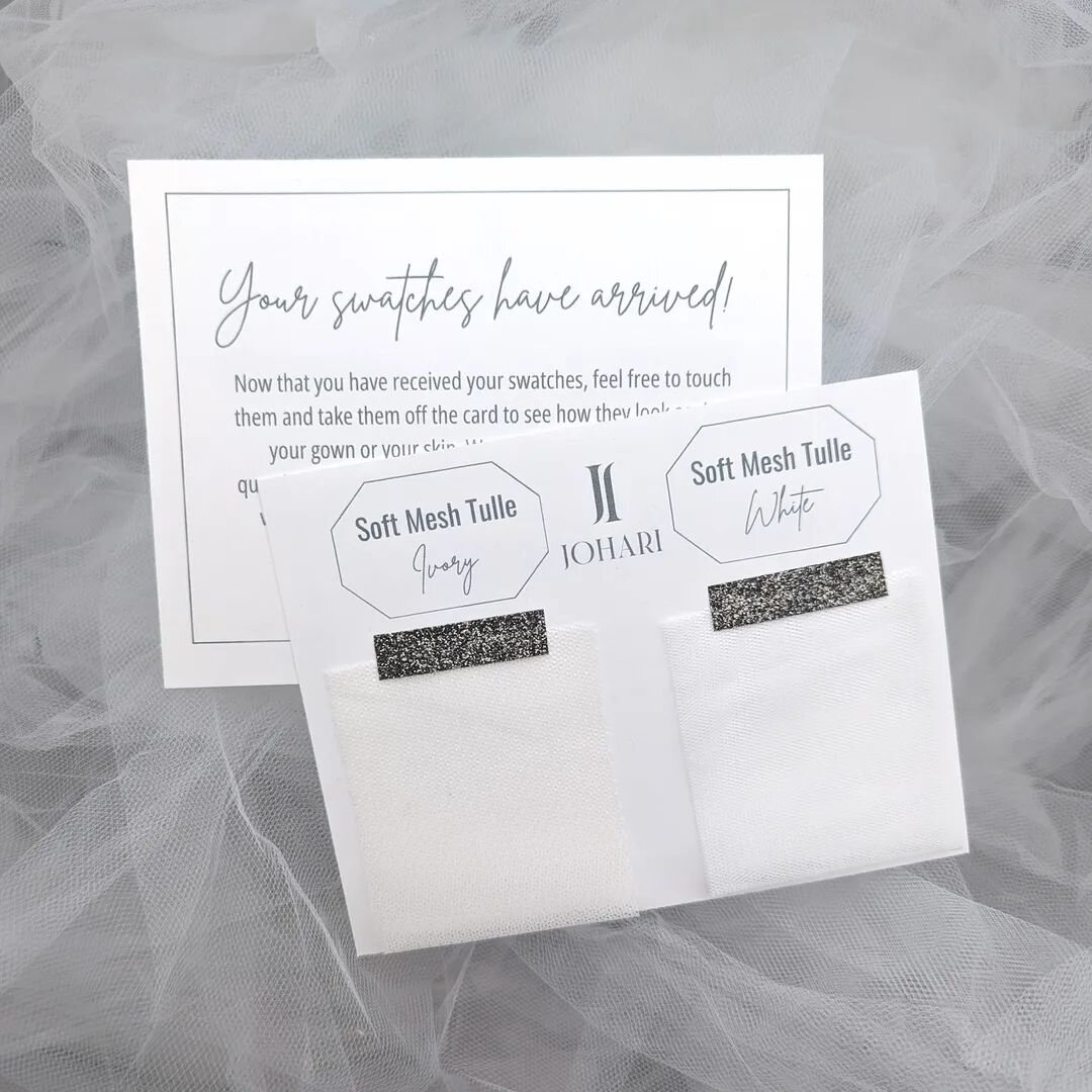 Online shopping is convenient, but it can be challenging to choose the perfect veil just by looking at a picture. That's  swatch cards are now available on the website! You can compare the color and texture to make sure that the veil complements the 