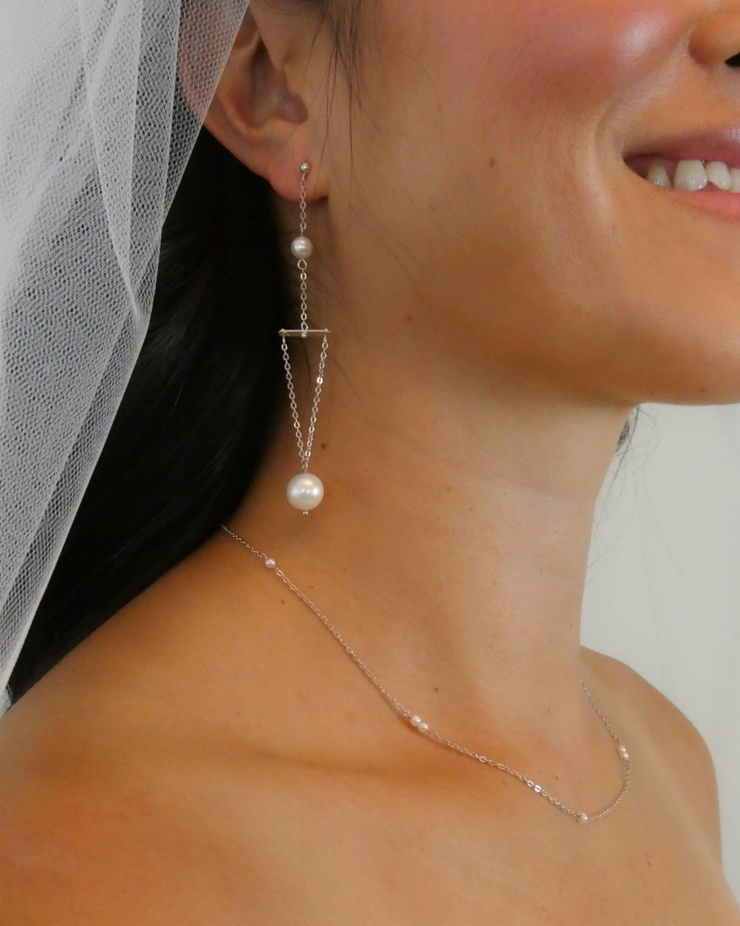 The Cleo earrings and Charlotte necklace are stunning solo, but together they shine even brighter. Two of my favorite pieces, designed to complement your bridal look without overpowering it. And long after the wedding day, they'll settle right into y
