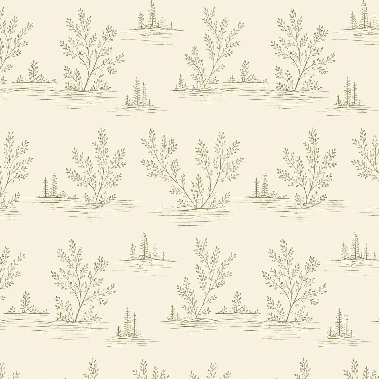 Brightened Season Cream Botanical Pattern
