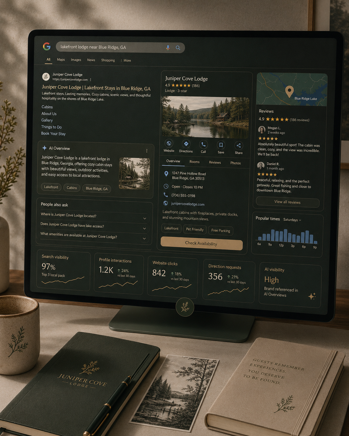 Juniper Cove Lodge Search and Google Visibility Dashboard