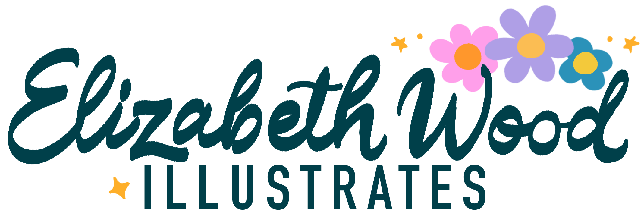 Elizabeth Wood Illustrates brand logo for custom illustration, merchandise design, branding and website design.