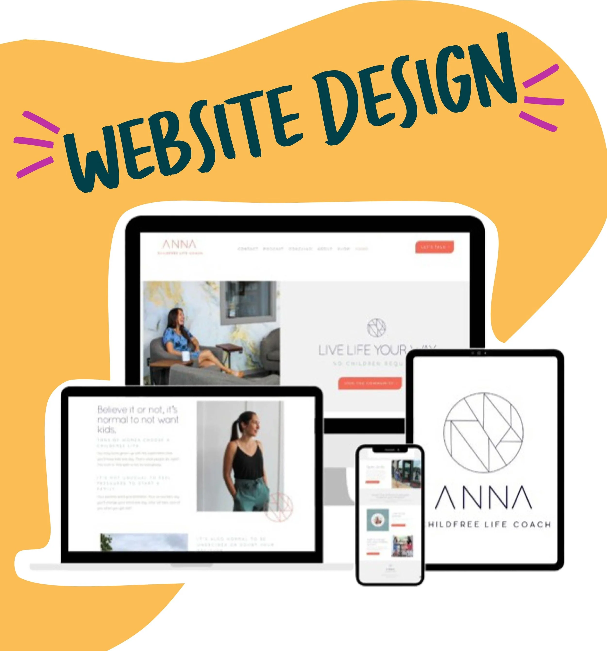 Custom small-business website design shown across desktop, tablet and mobile devices.