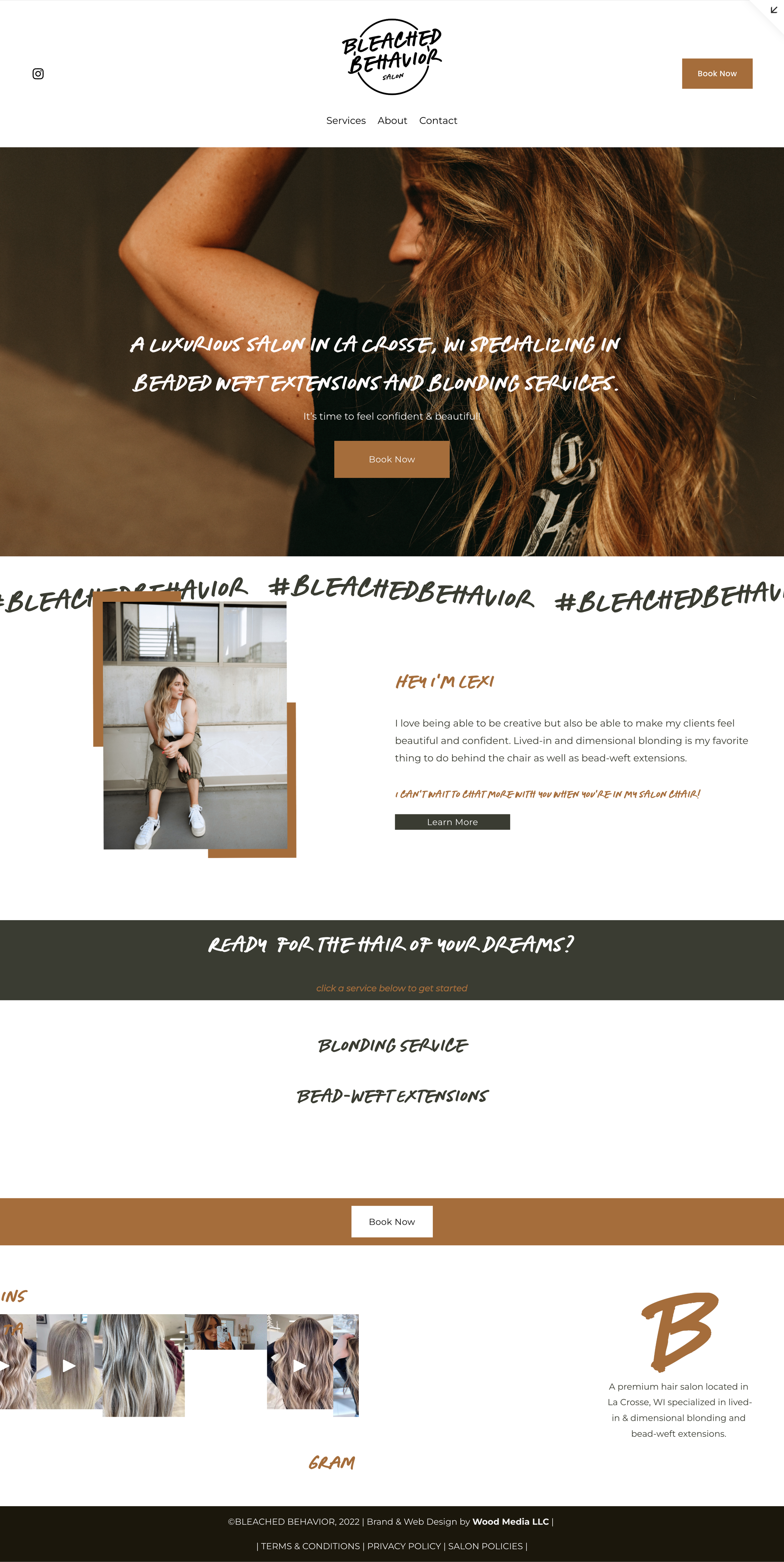 Website Homepage Design
“Bleached Behavior Squarespace website homepage design highlighting bold branding, clean navigation, and modern styling.”
