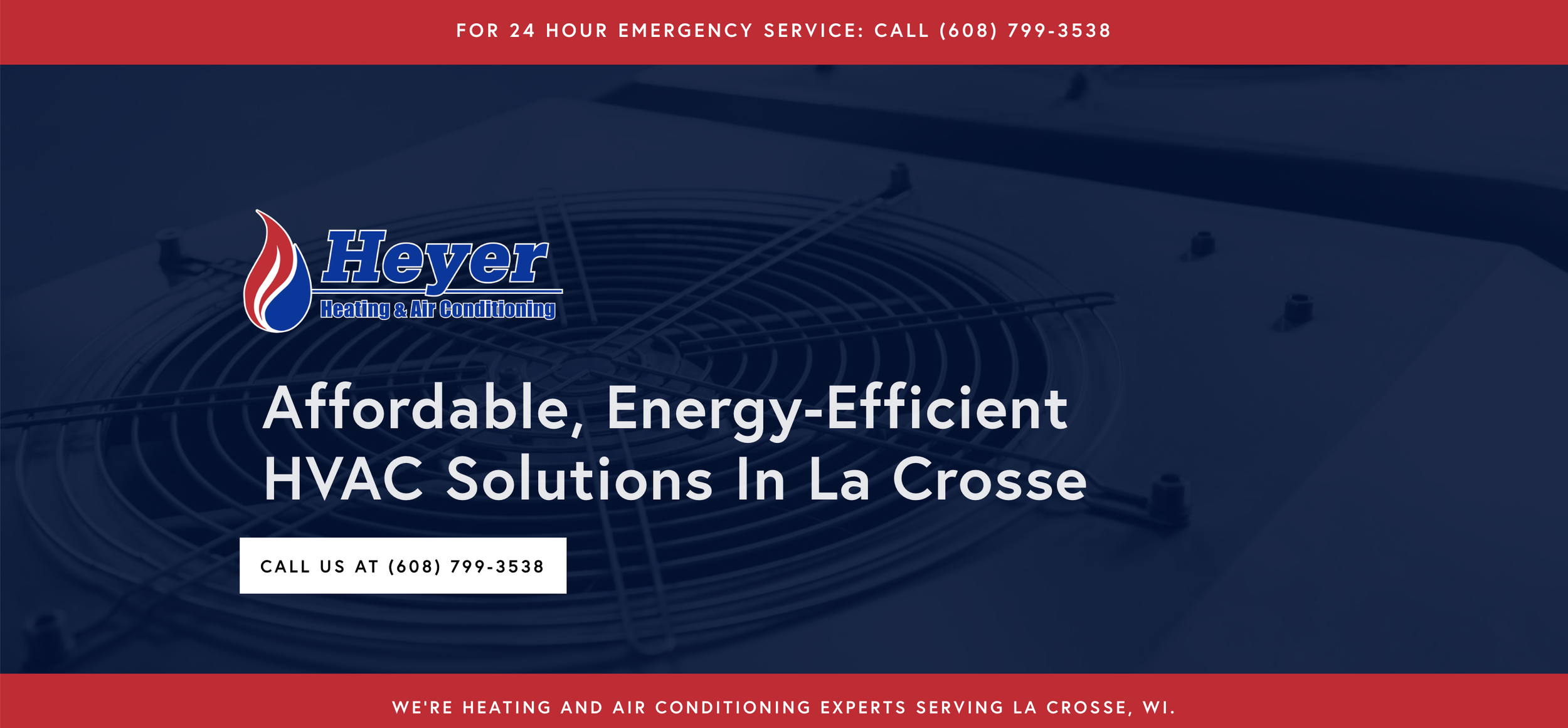 Homepage Design
“Heyer HVAC Squarespace website homepage showcasing modern design with bold branding, clear services, and calls-to-action for heating and cooling solutions.”