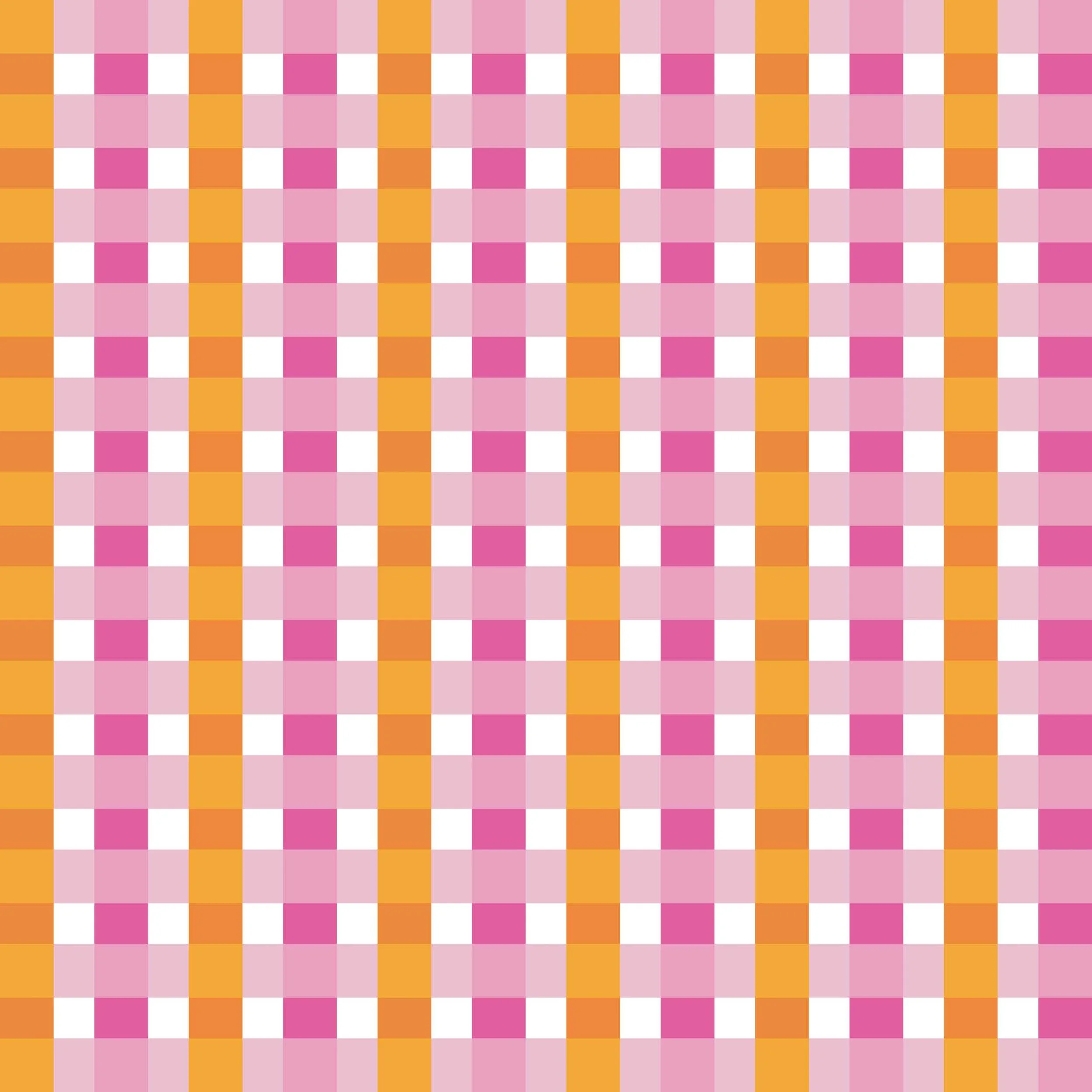 Playful pink and orange checkerboard pattern used as part of the Elizabeth Wood Illustrates visual brand.