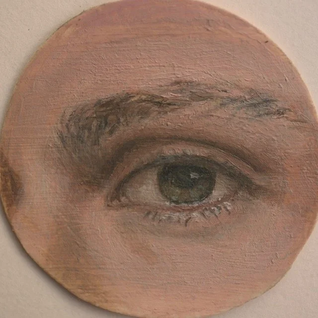 Oil on paper, approx 2" diameter