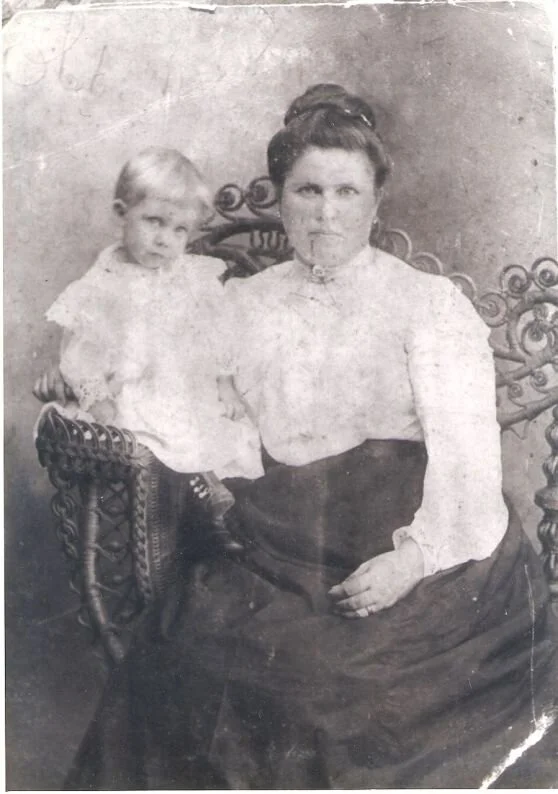 Mary James Fulcher Seitter with son Carl Seitter, Jr.