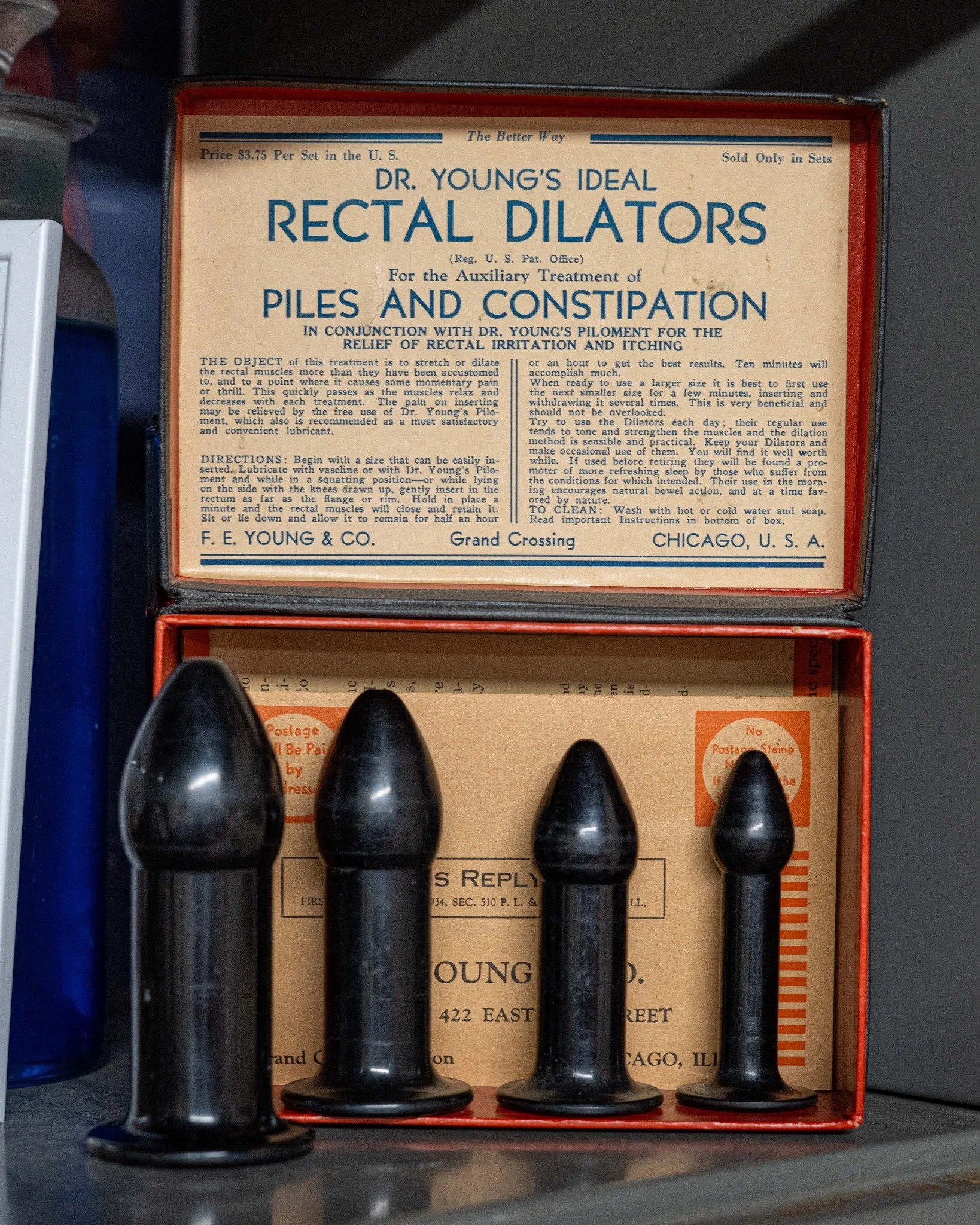 Happy World Health Day! Here's some quack medicine on display at The Oddities Museum. These rectal dilators were first patented in May 1892 by Frank E. Young. and claimed to treat a variety of ailments. The Food and Drug Administration would later su
