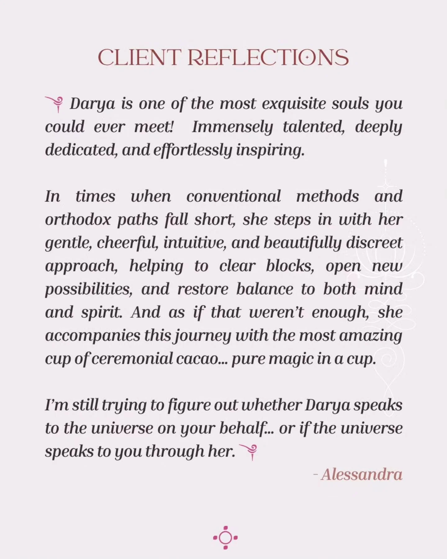 ༆ 𝑻𝒉𝒆𝒓𝒆 𝒊𝒔 𝒂 𝒅𝒊𝒇𝒇𝒆𝒓𝒆𝒏𝒕 𝒌𝒊𝒏𝒅 𝒐𝒇 𝒘𝒐𝒓𝒌 &mdash; 𝒂 𝒒𝒖𝒊𝒆𝒕 𝒆𝒙𝒑𝒂𝒏𝒔𝒊𝒐𝒏, 𝒂 𝒎𝒆𝒆𝒕𝒊𝒏𝒈 𝒘𝒊𝒕𝒉 𝒚𝒐𝒖𝒓𝒔𝒆𝒍𝒇 𝒊𝒏 𝒂𝒍𝒍 𝒚𝒐𝒖𝒓 𝒅𝒆𝒑𝒕𝒉 𝒂𝒏𝒅 𝒃𝒆𝒂𝒖𝒕𝒚 ༆

Some people come to this work in moments of ch