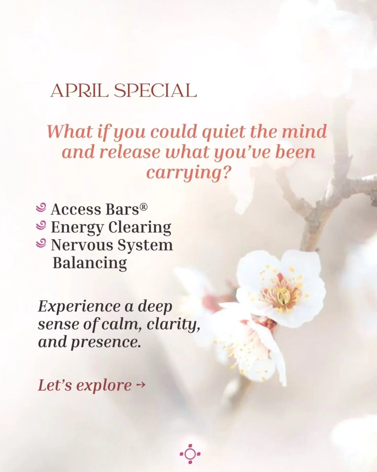 ༆ 𝑨𝒑𝒓𝒊𝒍 𝑺𝒑𝒆𝒄𝒊𝒂𝒍 ༆
Dear Friends, how are you? 💗

Many of us are carrying more than we realise &mdash; in the mind, the body, and the nervous system.

Over time, this can show up as overthinking, tension, emotional heaviness, or simply fee