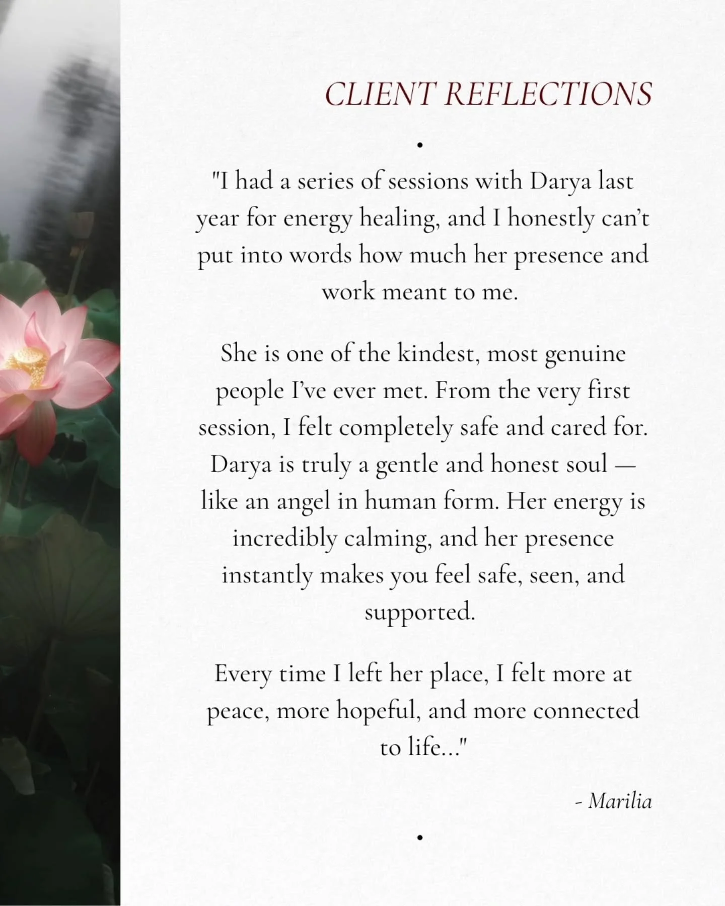 There are many moments in this work that fill me with quiet gratitude.

Receiving messages like this is one of them.

Every person who comes to see me entrusts me with a part of their life, and I never take that lightly.

Marilia, thank you for your 