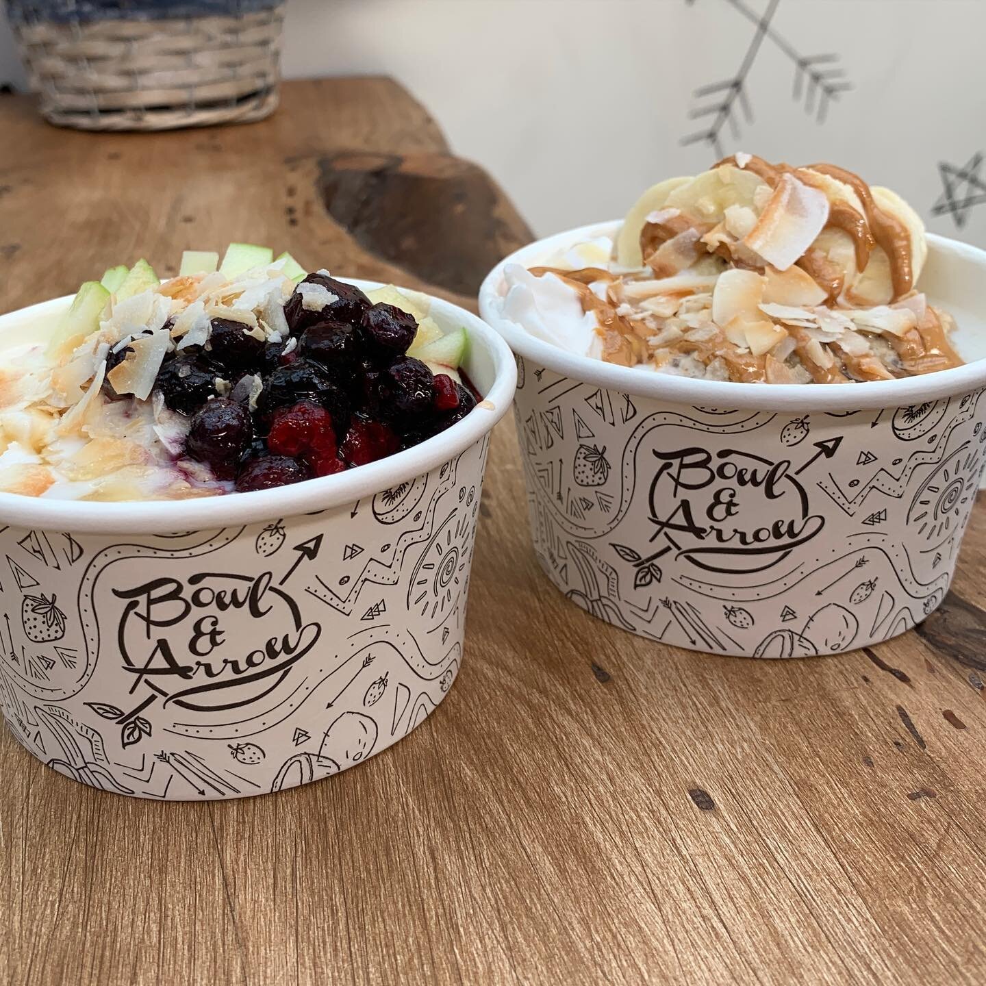 Who&rsquo;s a fan of our hot porridge bowls in this chilly weather?! Are you more a PB person or a berry kinda vibe? Our porridge is made by @bluefrogbreakfast and is full of probiotics, chia seeds for protein, oats, and vanilla for its delicious fla