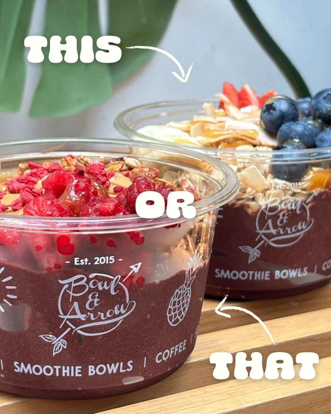 Which is your vibe?
1. Raspberries, crunchy nutty granola and peanut butter OR
2. Banana, blueberries, oats, coconut and honey

#acaibowl #bowlandarrow #aucklandacai