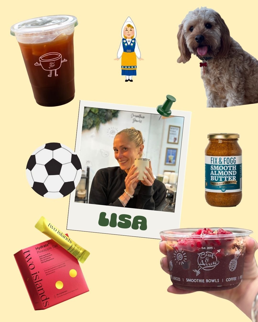 Top Team Picks... we asked our team to share their new menu faves, as well as a little health hack for summer!

LISA 🇸🇪 our favourite Swedish football fanatic fitspo and store manager!
Fave menu item: DIY Acai bowl with banana, blueberries, raspber