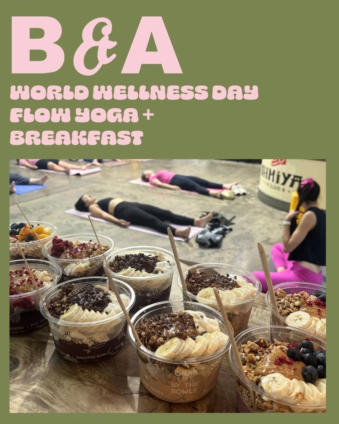 Join us to celebrate World Wellness Day next weekend and take the morning for YOU!

A juicy flow yoga session followed by your choice of breakfast (either acai, smoothie bowl or smoothie) 🍓
Date: Sunday 14th June
Time: 7-8am
Where: Orakei Bay Villag