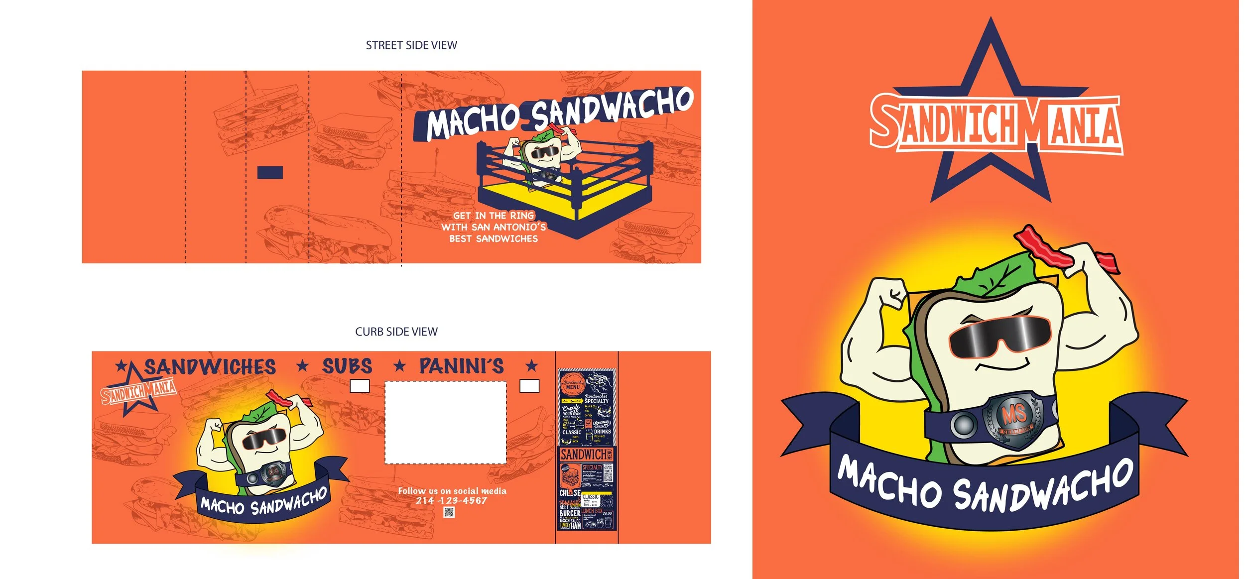 Graphic Design - This is the first food truck  ever designed! I'm proficient in Illustrator and Photoshop, so I took on the project.  The client sent me his ideas and overall color scheme and we worked from there.