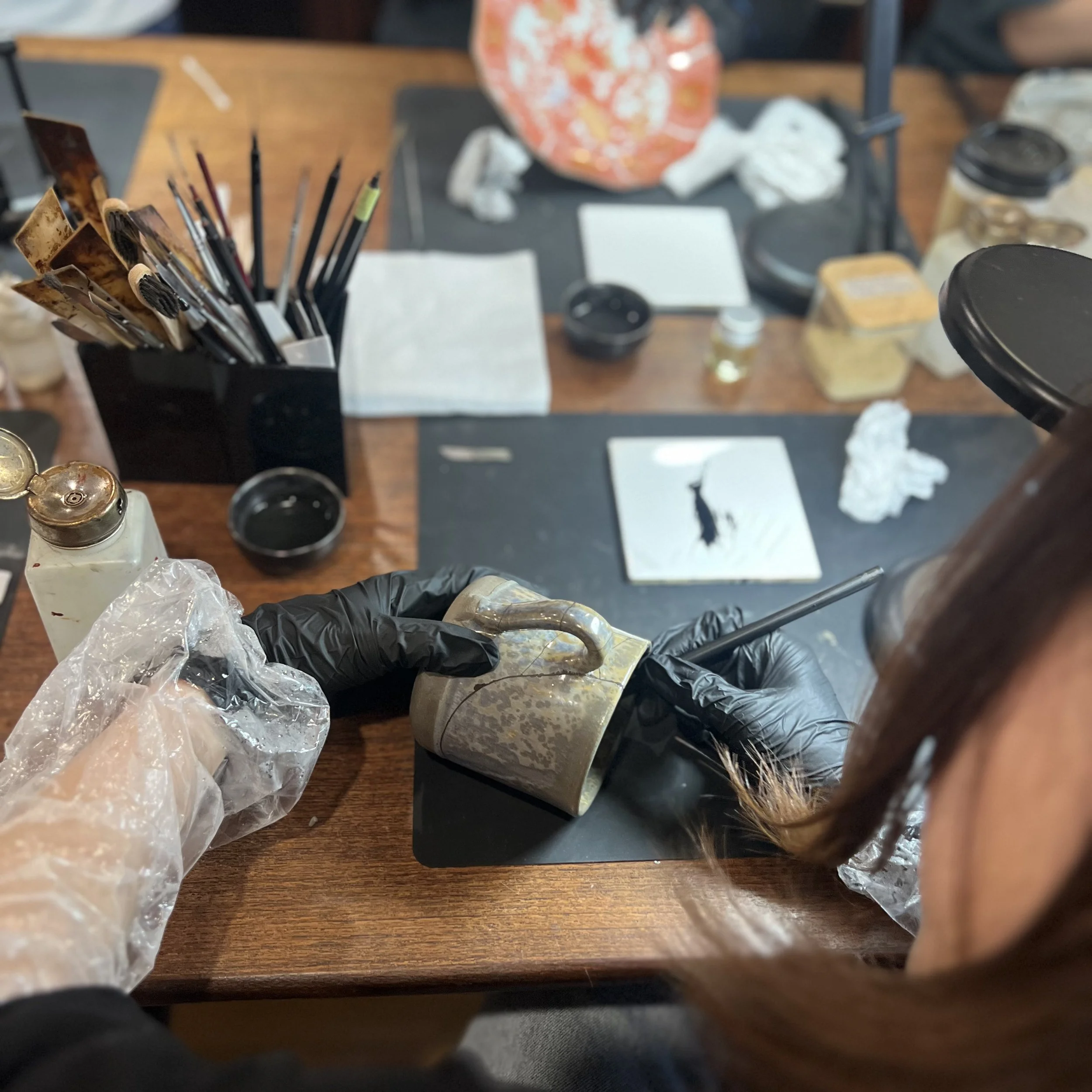Traditional Kintsugi class student