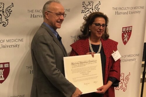 Dr. Rahme receiving her honorary Masters degree from Harvard Medical School (May 2018)