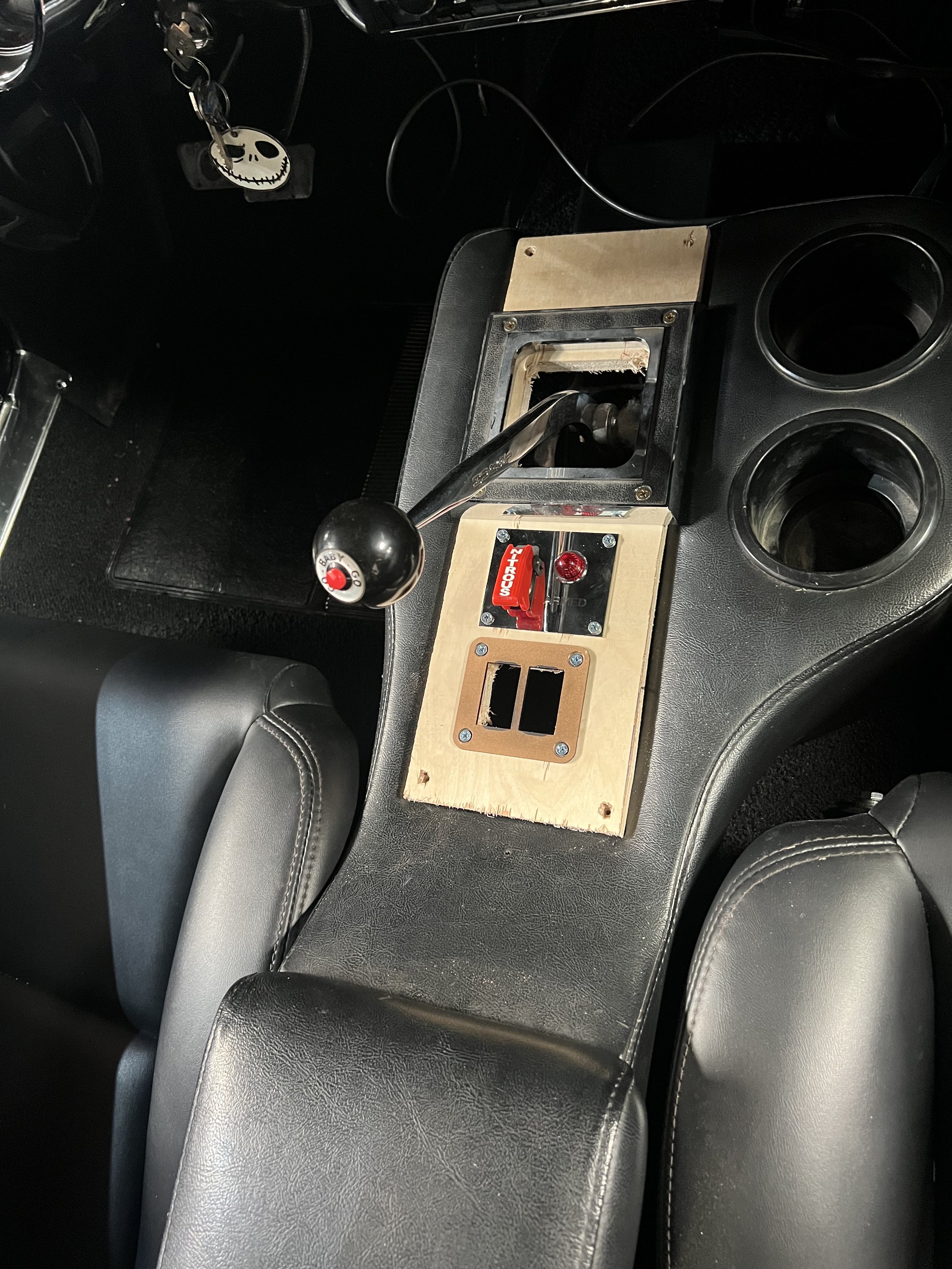 Trim piece layout being finalized.  We opted to go with the switches in the console rather than the door this time