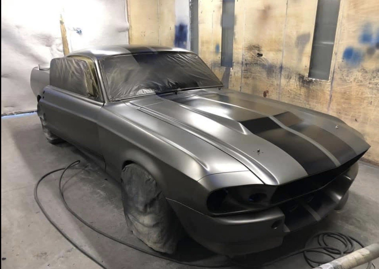 Mineral Grey w/BMW Black Stripes Satin Finish, 67 E Mustang 