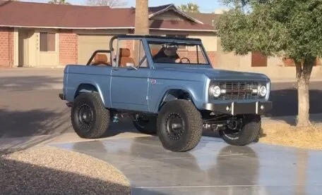 1970 Bronco Satin Britney Blue with 17" Method Beadlocks, 33" BFG's, Custom Chassis from AVS