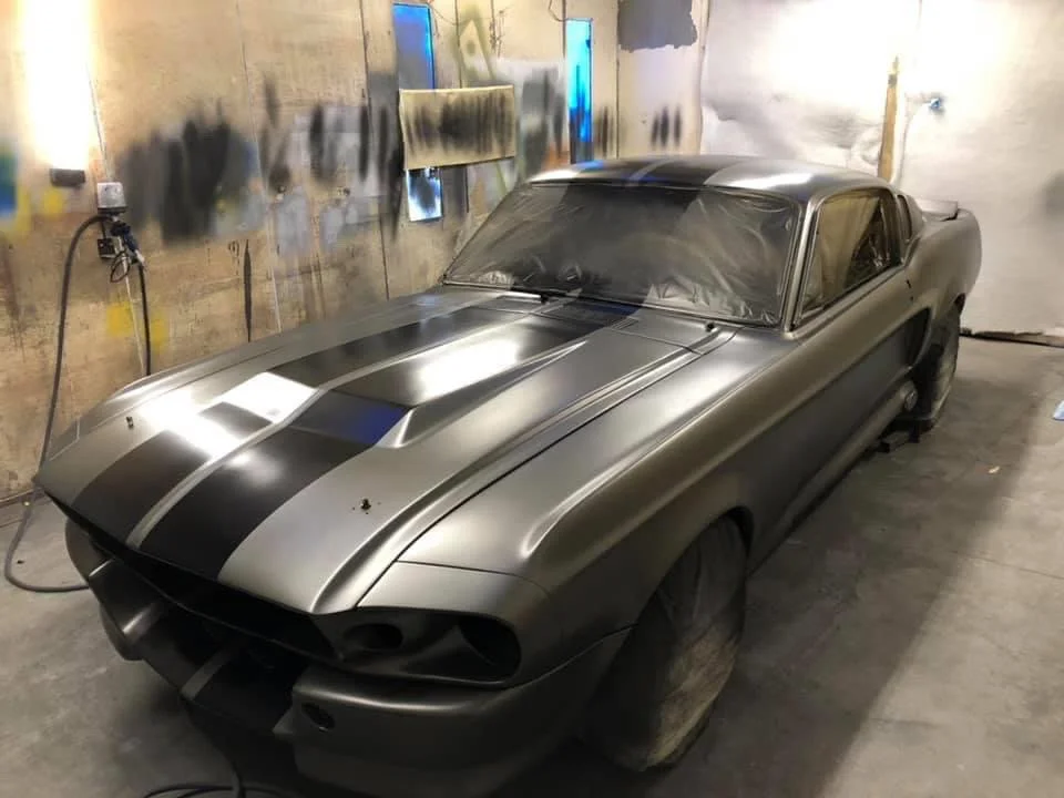 BMW Mineral Grey w/Black Stripes Stain Finish 67 E Mustang