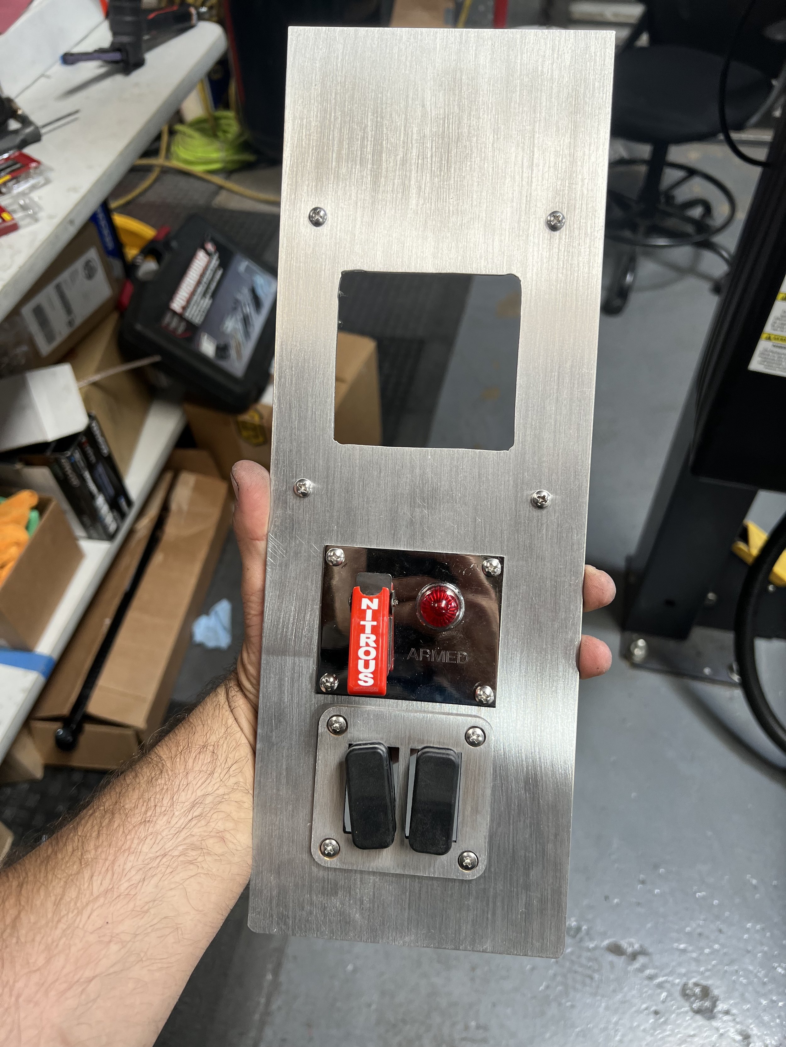 Finalized aluminum layout plate for the center console